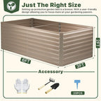 DTIG Galvanized Raised Garden Bed for Vegetables Flowers Herbs, Tall Metal Raised Garden Bed Kit with Garden Tools, Gloves, Plant Labels, Brown 6×3×2FT