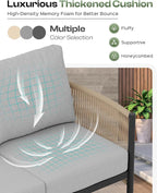 Aluminum Outdoor Patio Furniture Set with Dual-Layer Coffee Table, 4 Piece Modern Patio Conversation Sets with PE Rope, Outdoor Sectional Sofa with Thick Cushions for Balcony, Deck, Gray