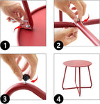 Patio Small Side Table Waterproof Round Metal Steel Weather Resistant Portable Outdoor and Indoor End Table for Garden Balcony Yard, Red