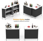VINGLI Portable Bar Table, 3-Tier Shelves, Mobile Bar Table for Events, Party, Camping, Picnic, Tradeshow, Indoor with Black Skirt, 39 "L x 34" H
