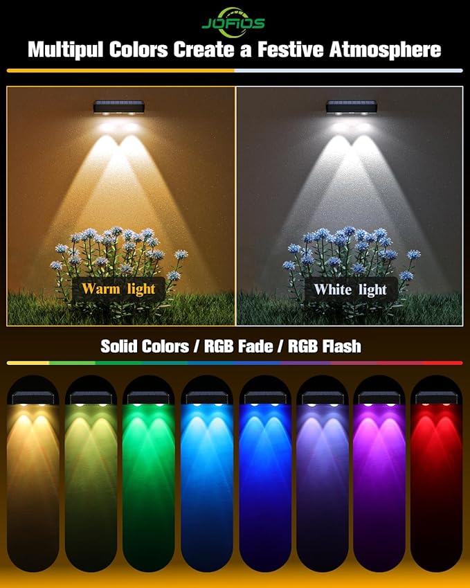 Solar Fence Lights 20 Pack, 50 Lumens Outdoor Solar Lights with 12 Modes RGB Color Glow LED，Waterproof, Solar Lights for Patio, Backyard, Deck, Fence, Railing(White Shell)