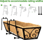 4pcs 30 Inch Window Deck with Coco Liner, 30" Window Boxes Horse Trough with Coconut Coir Liner, Metal Hanging Flower Planter Window Basket Deck Railing Planter Boxes for Outdoor Indoor Lawn