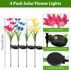 echosari 4 Pack Color Changing Solar Lights Outdoor Waterproof, Solar Lily Flower Stake Lights Auto ON/Off Solar Garden Lights for Lawn Pathway Landscape Garden Gifts for Mom Women Grandma