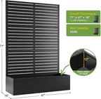 FENCY Metal Raised Garden Bed with Trellis, Metal Planter Box with Trellis, Garden Box for Climbing Plants Vegetable, 47" Lx16 Wx71 H Garden Bed with Drainage Holes(Black-Louvered)