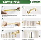 Curtain Rods for Windows 48 to 84, 1 Inch Adjustable Gold Heavy Duty Long Window Curtain Rod, Modern Style Drapery Rods with End Caps, Size 32" - 90"