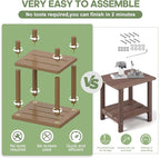 Outdoor Side Table, 2-Tier Small Outdoor Table for Patio, Adirondack Side Tables for Outside or Indoor, Bamboo End Table for Pool, Porch, Weather Resistant Easy Maintenance,Brown