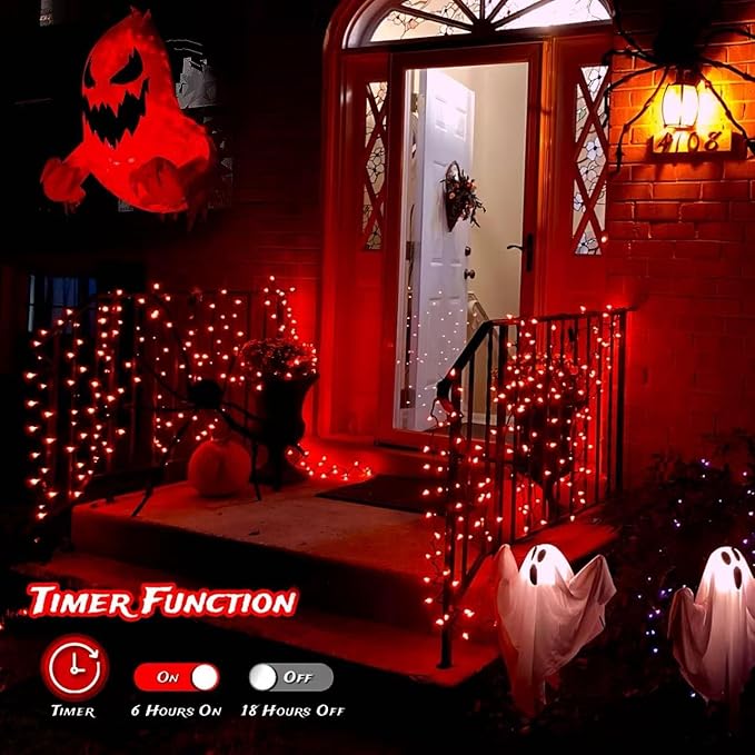 String Lights with 500 LEDs, 165 ft Red, IP44 Waterproof