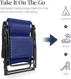 Best Choice Products Oversized Padded Zero Gravity Chair, Folding Outdoor Patio Recliner, XL Anti Gravity Lounger for Backyard w/Headrest, Cup Holder, Side Tray, Polyester Mesh - Cobalt Blue