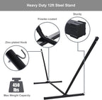 Double Hammock with Stand, Quick Dry Hammock with 12FT Stand for Outside, Poolside, 450 Lbs Capacity, Dark Grey