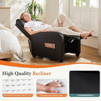 Sweetcrispy Recliner Chair PU Leather Recliner Sofa No Massage, Home Theater Seating with Lumbar Support, Adjustable Push Back Overstuffed High-Density Sponge Reclining for Living Room, Black