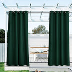 NICETOWN 2 Panels Outdoor Curtains for Patio Waterproof 108" Long, Stainless Steel Silver Grommet Privacy Drapes for Outdoor Living/Pergola, Dark Green, W55 x L84 per Panel
