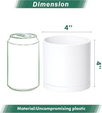 Planter Pots with Saucers, Matte White Plastic, 4 Inch, Set of 2