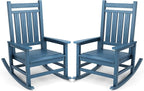 SERWALL Oversized Outdoor Rocking Chair Set of 2, HDPE Rocker for Adults, Patio Rocking Chairs for Porch, Blue