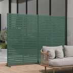 Casaphoria Metal Privacy Screen Outdoor, 72" H x 47" W Freestanding Decorative Privacy Screen for Patio Deck Balcony Garden with Stable Base, Green Louvered
