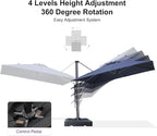 PURPLE LEAF 8' X 8' Patio Umbrella for Pool 7' High Offset Outdoor Cantilever Umbrella Swimming Pool Umbrella with 360°Rotation for Poolside Navy Blue