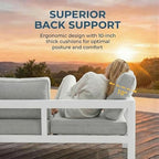 Solaste Aluminum Patio Furniture Set for All Weather, Oversized Metal Outdoor Furniture Set with 27.5" Deep Seating and 3.2" Wide Armrest, Outdoor Patio Sofa with 10" Back Suport Cushion