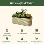 32" Extra Tall Raised Garden Bed Kits, 4 x 8 x 2.7ft Raised Planter Box Outdoor, 2.5 x 9.5 x 2.7ft Deep Root 10 in 1 Modular Metal Raised Beds for Gardening Vegetables Flowers Fruits - Pearl White