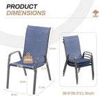 TLSUNNY Patio Chairs, Stackable Textilene Outdoor Dining Furniture for All Weather, with 17.7″ Wide Seat & Metal Frame, for Garden, Backyard, Deck, Restaurant, Poolside (6, Navy Blue, 26.4″)