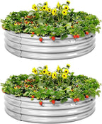 Land Guard 2 Pack 2×2×1ft Galvanized Raised Garden Bed, Planter Raised Garden Beds Outdoor, Round Clearance Raised Garden Beds for Gardening Vegetables……