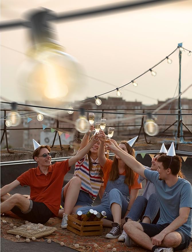 String Lights 25 Ft G40 LED Globes, Warm White, IP44 Waterproof