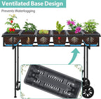 YBING Raised Garden Bed with Wheels Outdoor Elevated Planter Box Stand 6 Pocket Raised Flower Bed with Legs and Storage Shelf Herb Garden Planter for Patio 30" Tall, Dark Grey