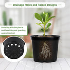 GREANER Plant Nursery Pots, 10 Inch Round Sturdy Garden Pots for Outdoor Indoor Plants, Plastic Black Seed Starting Container for Succulents, Seedlings(10PCS)