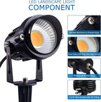 SUNVIE LED Outdoor Spotlight 12W Landscape Lighting 120V AC Waterproof Landscape Lights Spot Lights for Yard with Spiked Stake Warm White Flag Light Garden Decorative Lamp with US 3-Plug in (6 Pack)