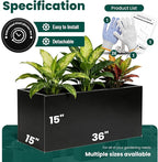 Metal Rectangular Planter Black Galvanized Steel Rectangle Planter Box 36" L x 15" W x 15" H Large Planter for Outdoor Indoor Plants Porch Patio Backyard