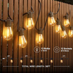 addlon 36FT LED Outdoor String Lights with 12 Edison Vintage Shatterproof Bulbs, Commercial Grade Patio Lights, IP65 Waterproof for Balcony, Backyard and Garden, Warm White