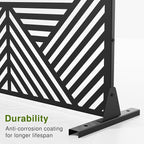 Casaphoria Metal Privacy Screen Outdoor, 72" H x 47" W Freestanding Decorative Privacy Screen for Patio Deck Balcony Garden with Stable Base, Black Zodiac