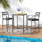 VINGLI 3-Piece Outdoor Bar Set, Aluminum Bar Height Table & 2 Chairs with Cushions, Outdoor Bistro Set for Patio, Backyard, Poolside, Garden(Gray)