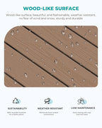 SERWALL Patio Coffee Table, HDPE Rectangle Outdoor Coffee Table, Brown