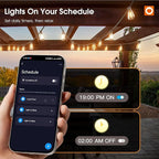addlon 200FT Smart Outdoor String Lights with APP Control, Waterproof Patio Lights ETL Listed with Shatterproof Dimmable ST38 LED Bulbs Connectable Outdoor Lighting for Backyard Bistro Garden Bistro