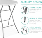 Best Choice Products 32in Bar Height Folding Table, Round Indoor Outdoor Accessory for Patio, Backyard, Dining Room, Events w/Thick Table Top, Metal Frame, Locking Legs, 330lb Weight Capacity - White | Bar Height, Indoor Outdoor, Patio, Backyard, Dinin...