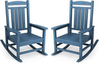 KINGYES Oversized Patio Rocking Chair Set of 2, High Density Polyethylene Outdoor Rocking Chairs with 330lbs Support for Adults, Navy