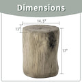 Side Tables Set of 2, Light Grey Faux Wood Stump Style, Indoor Outdoor