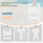 LUE BONA 27 inch Folding Side Table, HDPS Outside End Table for Patio, Porch, Deck, Pool, Weather Resistant, White