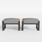 Sundale Outdoor 2 Pieces Aluminum Patio Ottoman, Outdoor Footstool with Sandwich Foam Cushions, Olefin Fabric, Small Metal Outdoor Chairs for Deck, Backyard, Porch (Grey)
