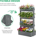 DoCred Vertical Wooden Raised Garden Bed, 4 Tier Upgraded Garden Planters Freestanding Wood Plant Stand Flower Rack Wooden Planter Box for Plants Herbs Flowers Vegetables Outdoor Indoor