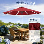 ABCCANOPY Durable Solar Led Patio Umbrellas with 32LED Lights 11FT (Wine Red)