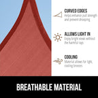 GORILLA GRIP Heavy Duty Sun Shade, UV Protection Fade Tear and Rust Resistant Rectangle Sunshade Canopy, Curved Edges Blocks Sunlight, Breathable Sail, Outdoor Patio, Lawn Garden, 16x16x16, Terra