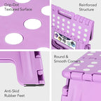 Delxo 13 inch Folding Step Stool, Non-Slip Foldable Stools Up to 300 LBS, Step Stool with Handle, Lightweight for Kitchen, Bathroom, Bedroom, Garden, Light Purple, 1PC