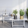 Modern Outdoor Plant Stand for Indoor Corner, Foldable Metal Plant Display Shelf for Multiple Pots,Mid Century Slatted Bench for Garden, Patio Load Bearing 330 lbs 26" L x 10.4" H x 8.6" W 2 Pack White