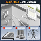 Onforu 120W Flood Lights Outdoor,12000lm White LED Work Light with Plug, 6500K Daylight White LED Flood Lighting, IP66 Waterproof Security Yard Lights for Yard Garage Stadium 2 Pack