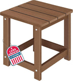LZRS Adirondack Square Outdoor Side Table for Patio, Pool Composite Patio Table,HDPE End Tables for Backyard,Pool, Indoor Companion, Easy Maintenance & Weather Resistant(Brown)