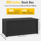 NUNU LAB Outdoor Storage Box 150 Gallon, Resin Large Sturdy Deck Box, Backyard - Image 2