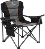 ALPHA CAMP Heavy Duty Camping Chair 500LBS Capacity, Oversized Folding Chair for Heavy People, Padded Portable Outdoor Chair with Cooler Bag & Cup Holder for Camping, Fishing, Beach