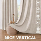 H.VERSAILTEX Primitive Linen Curtains 100% Blackout Curtain Drapes Burlap Curtains with White Thermal Insulated Liner, Grommet Top Drapes Living Room/Bedroom (2 Panels, 42 x 54 Inch, Natural)