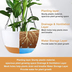 10 inch Hanging Planters Self Watering Pots for Indoor Plants, 3 Pack Plastic Hanging Basket with Removable Tray for Home Garden Porch Balcony Patio Decor (White)