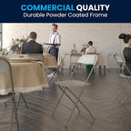 Flash Furniture Hercules Series Plastic Folding Chairs for Parties and Weddings, Stackable Commercial Event Seats, Set of 10, Beige